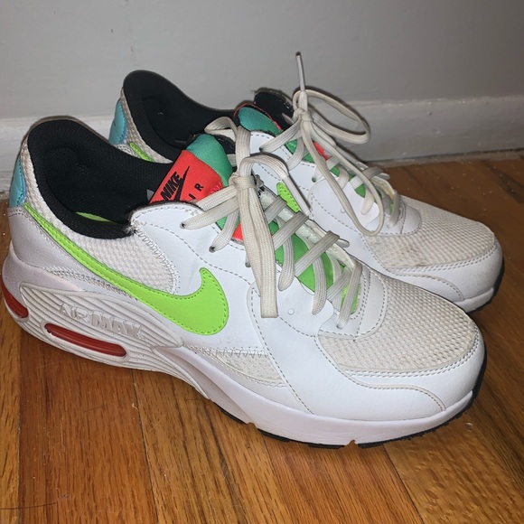 White Nike Gymshoes With Neon Accents - Picture 2 of 8